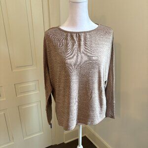 Heathered Tan Knit Pullover with Dolman Sleeves, Size Small, by SHEIN